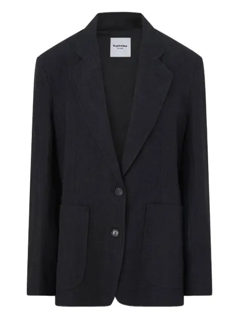 La Piscine single-breasted linen blazer Blue LF241WJ051LI002023