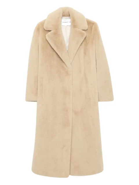 STAND STUDIO notched-collar faux-fur coat Neutrals 617199045