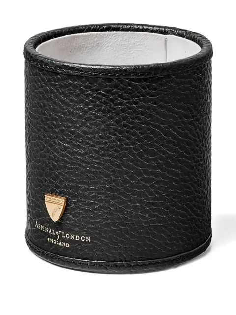Aspinal Of London cylindrical logo pen pot (10cm x 9cm) Black 061255114110000
