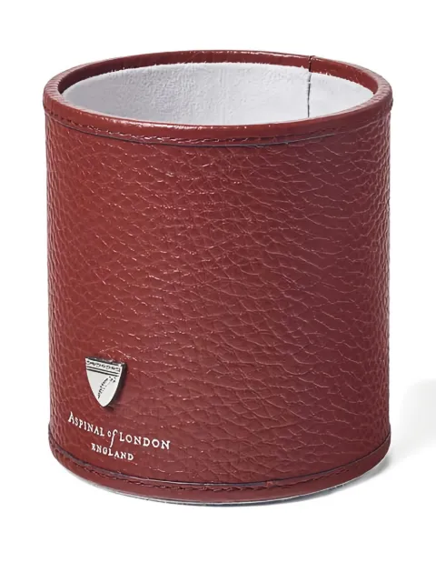 Aspinal Of London cylindrical logo pen pot (10cm x 9cm) Red 061255133650000