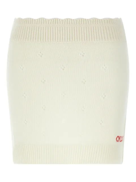 Chloé jacquard-logo knitted mini skirt Neutrals CH25WMJ06590