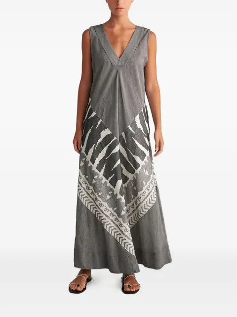 PEARL & CAVIAR V-neck patterned maxi dress Grey S24P5210