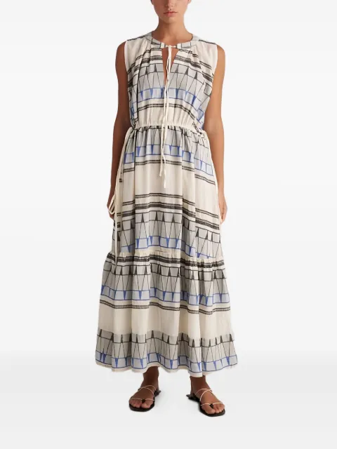 PEARL & CAVIAR Zakar tiered maxi dress Neutrals S24P5226