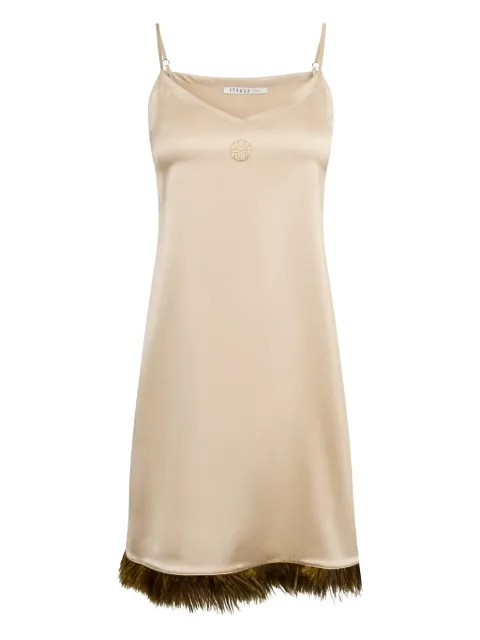 Louis Feraud spaghetti-straps feathered nightdress Neutrals 3241265