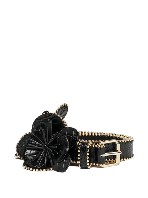 Anne Fontaine flower-embellished studded belt Black P24A208