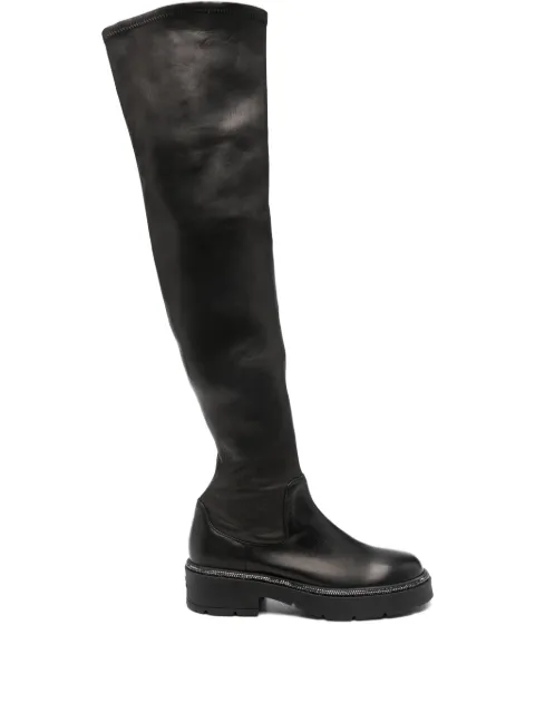 René Caovilla 40mm embellished knee-high boots Black C12662050NA01
