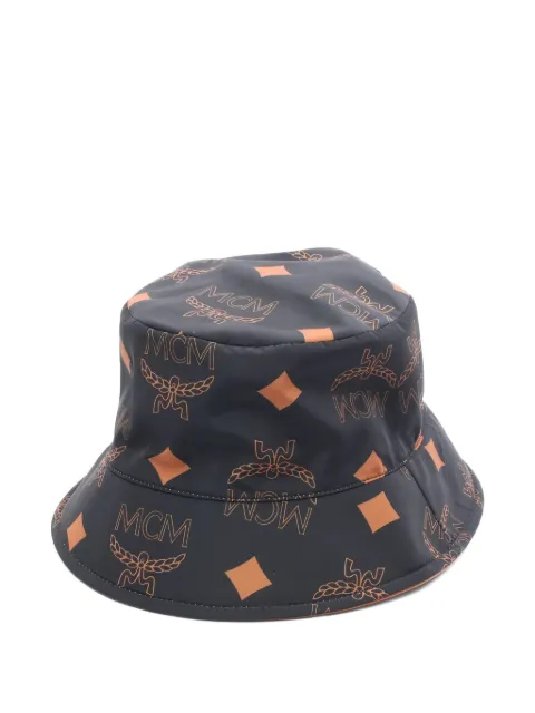 MCM Pre-Owned 2020s monogram-pattern reversible bucket hat Black 1018197
