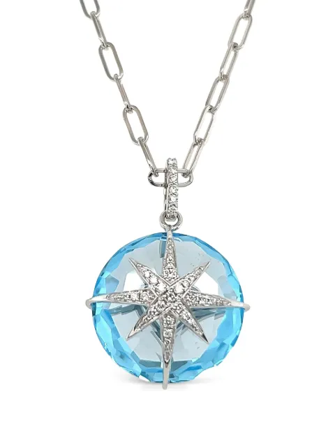 Lisa Nik 18K white gold Round Star diamond and topaz necklace Silver BTRDSTWD221