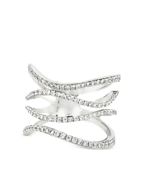 Lisa Nik 18K white gold Four Row Wavy diamond ring Silver DIARGWD58