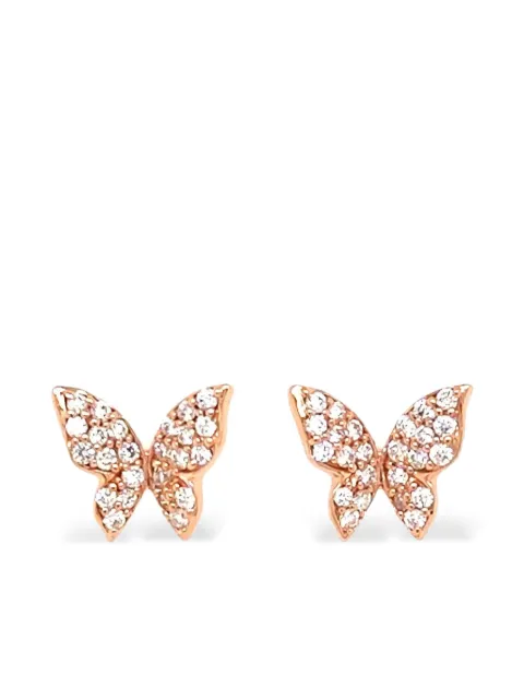 Lisa Nik 18K rose gold Butterfly diamond earrings Pink BFLYSTRD29
