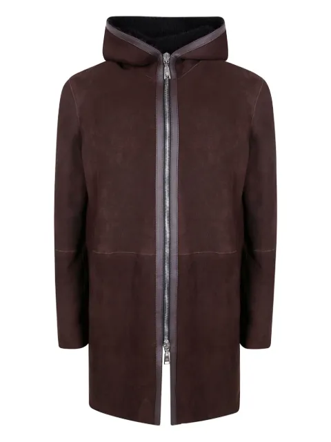 Tagliatore Wilson hooded zip coat Brown CHI250925I378