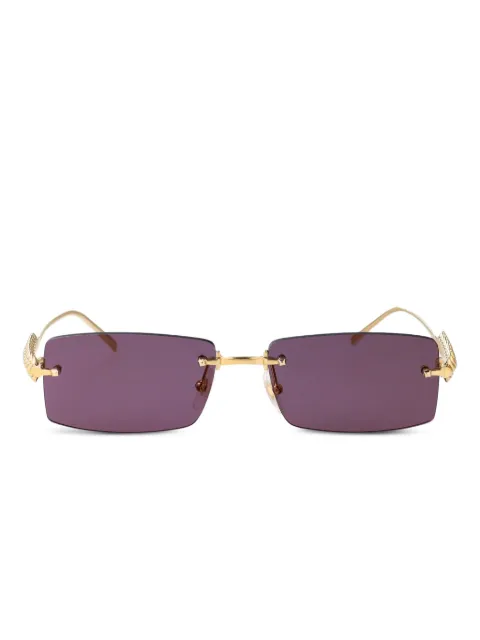 Cartier Eyewear studded rectangle-frame sunglasses Gold CT0604S