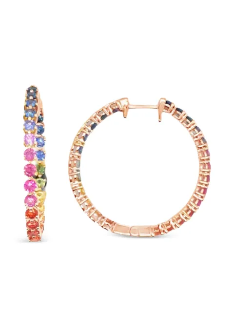 Lisa Nik 18K rose gold Inside Out sapphire hoop earrings Pink RNBWHPR294