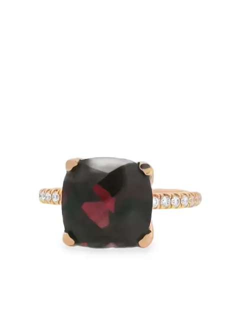 Lisa Nik 18K rose gold diamond and garnet cushion ring Pink GRCS10RGD