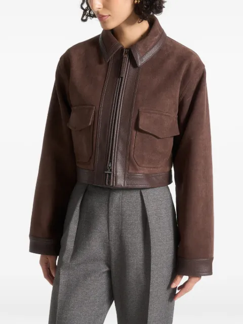 Manière De Voir Denise suede & pebbled leather jacket Brown WMN4110