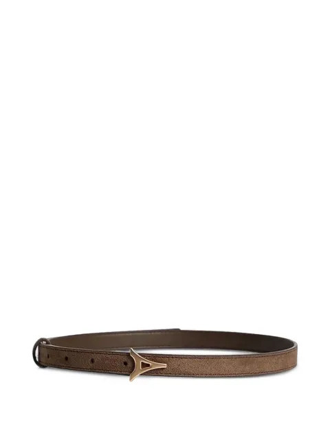 Manière De Voir Leonie Eiffel slim suede belt Brown ACC1327