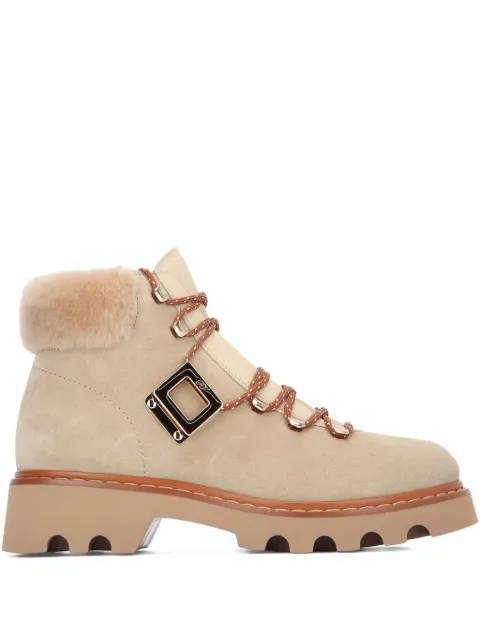 Roger Vivier Viv' Rangers suede truck boots Neutrals RVW78443460USL
