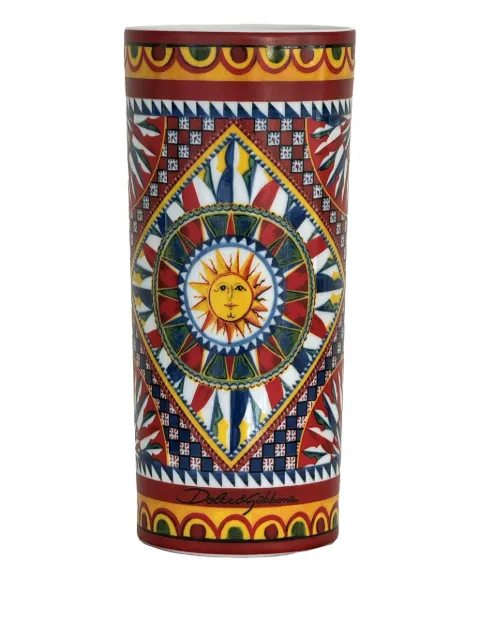 Dolce & Gabbana Cart patterned vase (10 cm x 23 cm) Red TCC196TCAMVUC067