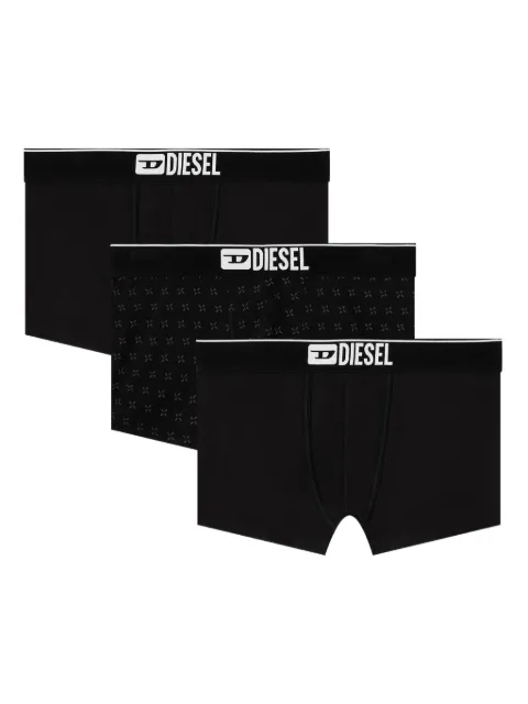 Diesel three-pack of jacquard stretch cotton boxer briefs Black A193910LKDH