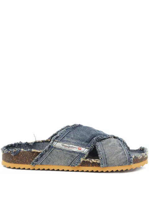 Diesel D-Woodstock Cross frayed sandals Blue Y03793P8093