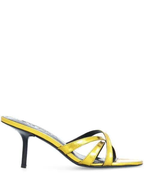 BY FAR 70mm Julie leather sandals Gold MWFHO020CL035ME033PL