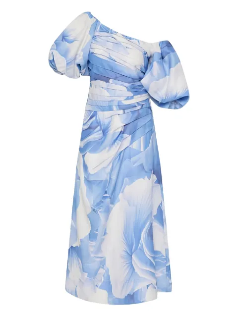 Aje Cadence ruched one-shoulder midi dress Blue 25PF5312