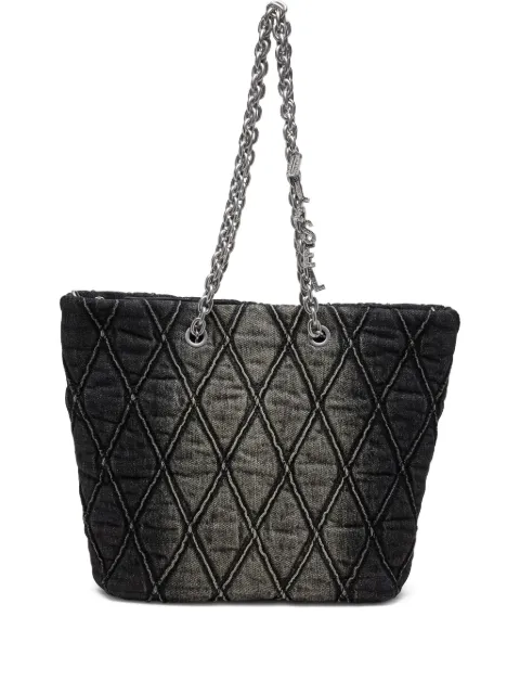 Diesel Charm-D quilted chain tote bag Black X10467P6330