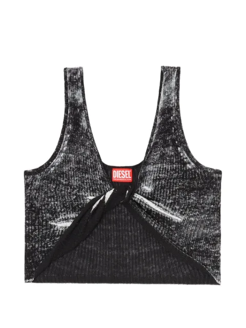 Diesel twist-front linen tank with reverse print Black A208350IKCL