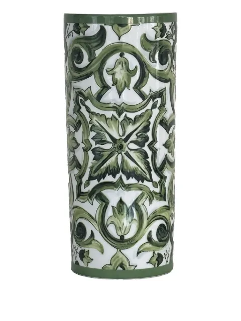 Dolce & Gabbana Majolica patterned vase (10cm x 23cm) Green TCC196TCAMZUV011