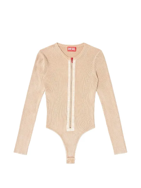 Diesel ribbed zip-up cotton bodysuit Neutrals A208290QMAN