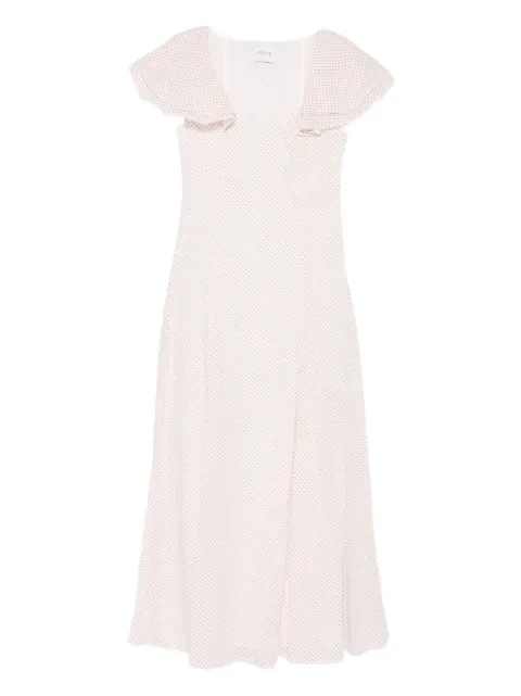 Posse Marlowe flutter scoop-neck midi dress White PS1792CRP