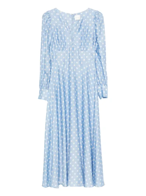 Posse Tillie polka-dot V-neck maxi dress Blue PS1785BPD