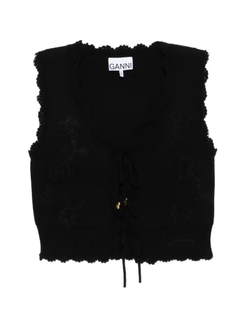GANNI black crochet applique vest Black A1070043