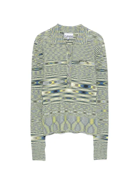 GANNI polo shirt in spacedyed knit Yellow A1070072