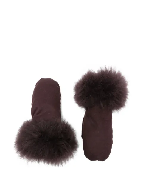 Liska textured-trim gloves Brown HSWX5201