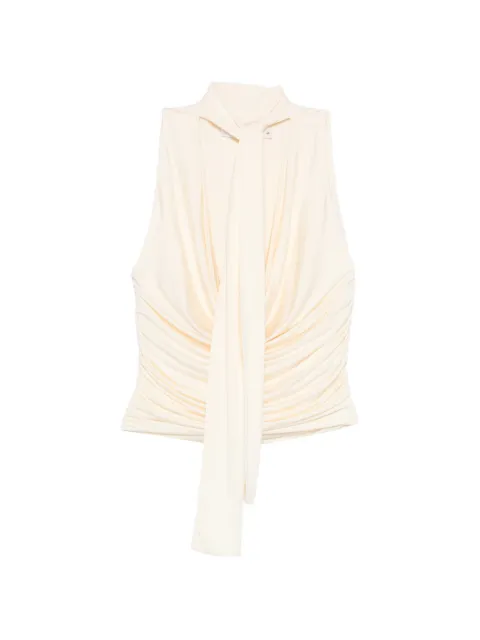 Aya Muse self-tie draped top Neutrals AMR2667
