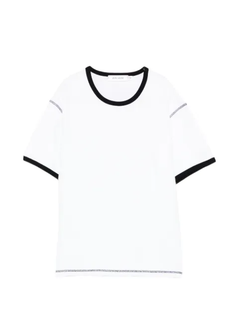 Aya Muse waffle trim T-shirt White AMR2671