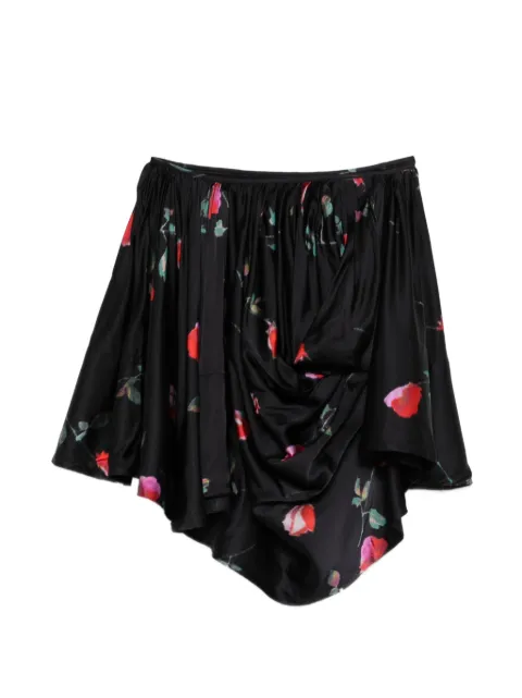 GANNI printed draped mini skirt Black A1090048
