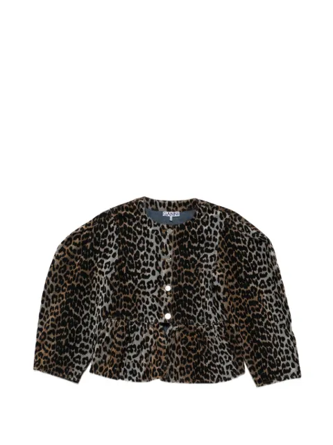 GANNI animal-print fitted jacket Brown A1040090