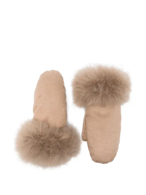 Liska textured-trim mittens Neutrals HSWX5201