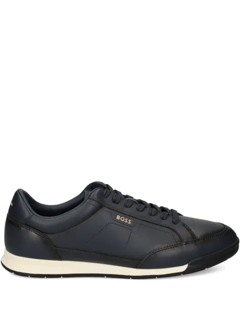 BOSS embossed-logo trainers in leather Blue 50552880