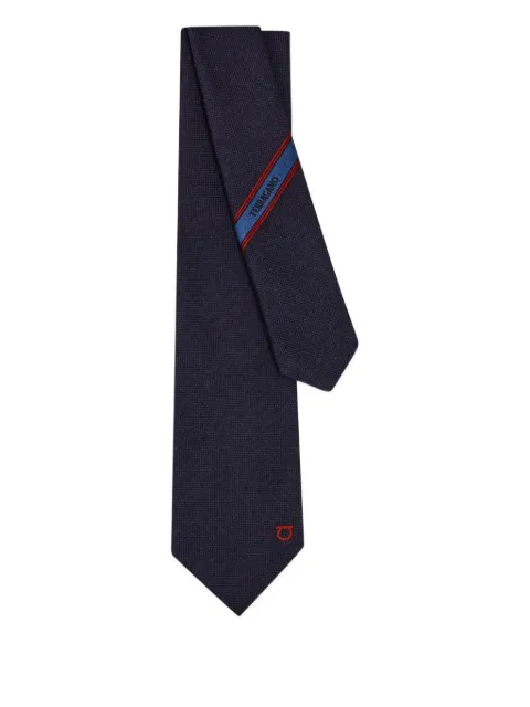 Ferragamo embroidered-logo tie Blue 789395