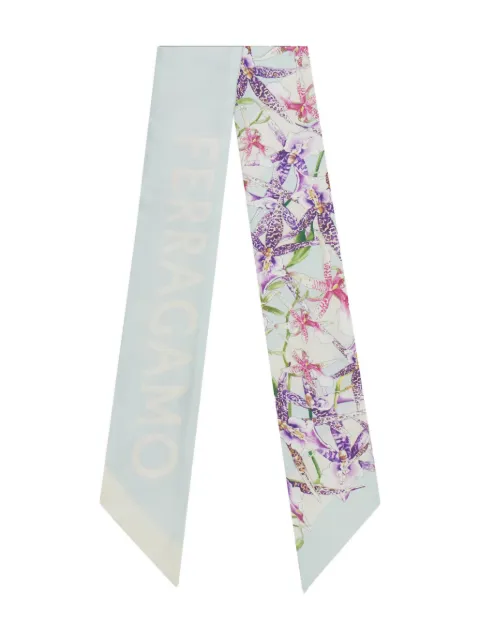 Ferragamo floral bloom silk scarf Blue 789921