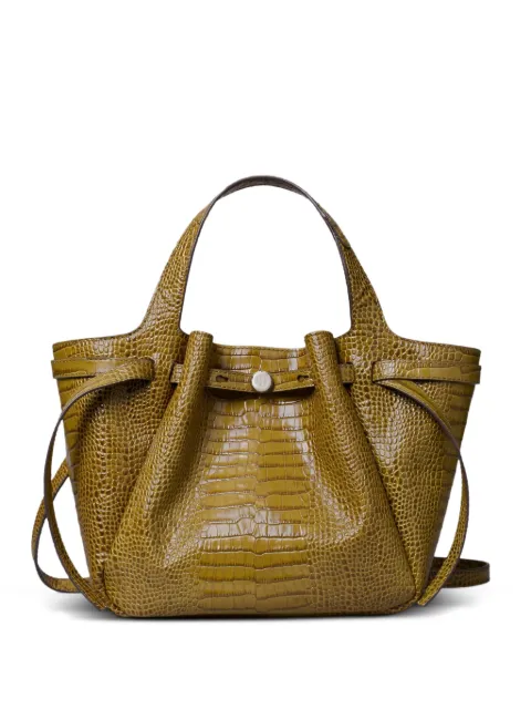Tory Burch small Romy croc-embossed tote bag Green 169272