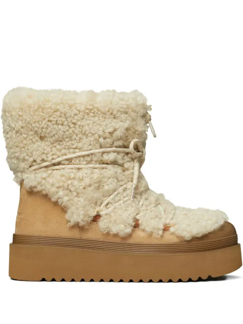 Tory Burch shearling lace-up boots Neutrals 170577
