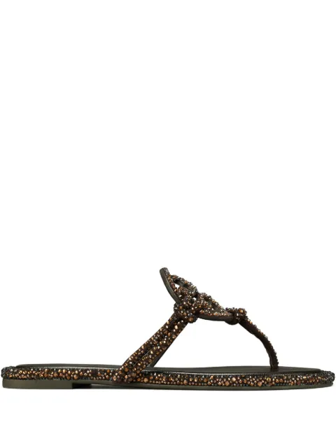 Tory Burch knotted crystal miller sandals Brown 167364