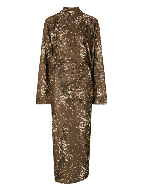 Tory Burch abstract print long sleeves dress Brown 178393