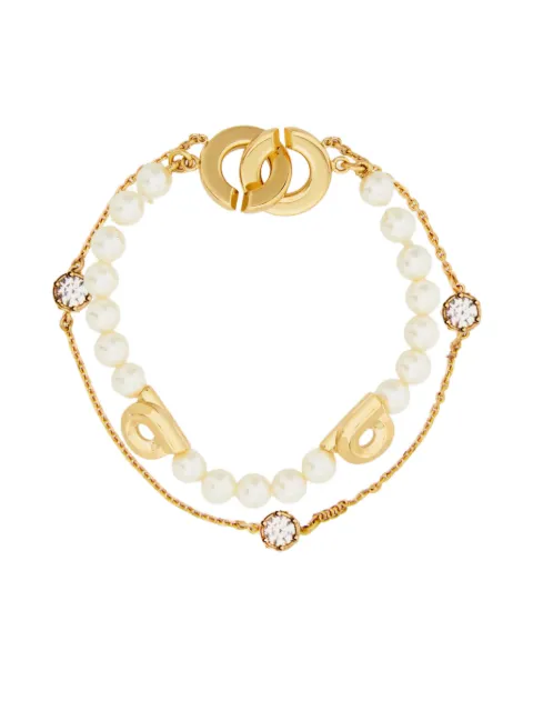 Ferragamo pearl gancini double strand bracelet Gold 790681