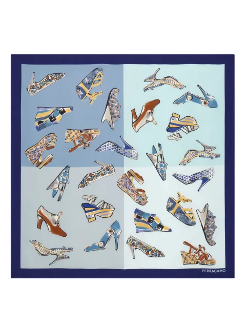 Ferragamo Genio-print silk scarf Blue 789877