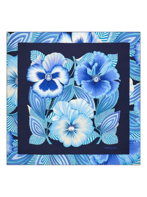 Ferragamo floral-print silk scarf Blue 789961